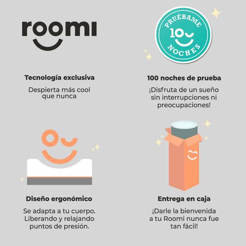 Colchón En Caja Matrimonial Roomi Freedom, Confort Premium, Tecnología Latex Feel Hyper Soft.