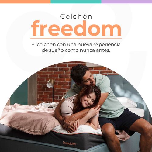 Colchón En Caja Matrimonial Roomi Freedom, Confort Premium, Tecnología Latex Feel Hyper Soft.