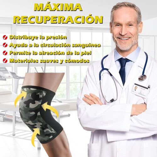 Rodilleras Neopreno Deportivas 7mm Levantamiento de Pesas Diseño Camuflaje Talla L 