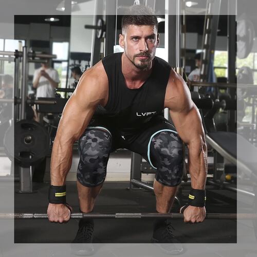 Rodilleras Neopreno Deportivas 7mm Levantamiento de Pesas Diseño Camuflaje Talla L 