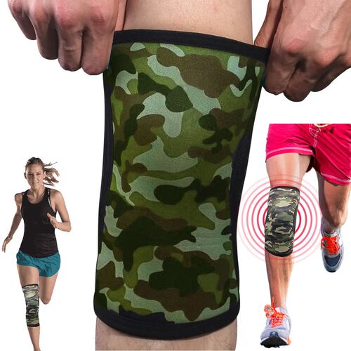 Rodilleras Neopreno Deportivas 7mm Levantamiento de Pesas Diseño Camuflaje Talla L 