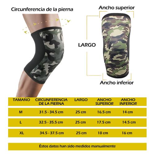 Rodilleras Neopreno Deportivas 7mm Levantamiento de Pesas Diseño Camuflaje Talla L 