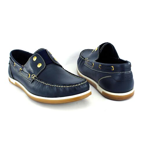 Top Sider Mocasín Marinero cómodo con Resorte en el Empeine Color Azul.
