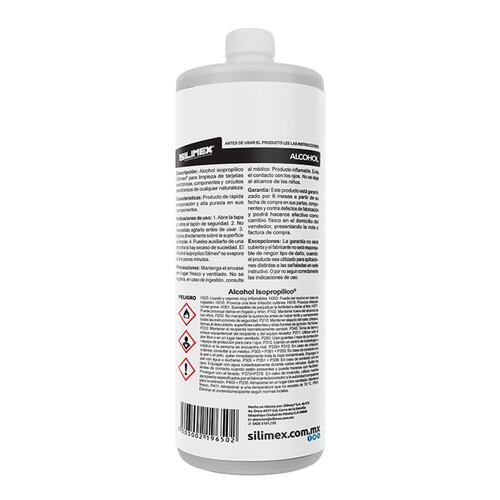 Alcohol Isopropílico, Silimex, botella de 1 Litro.