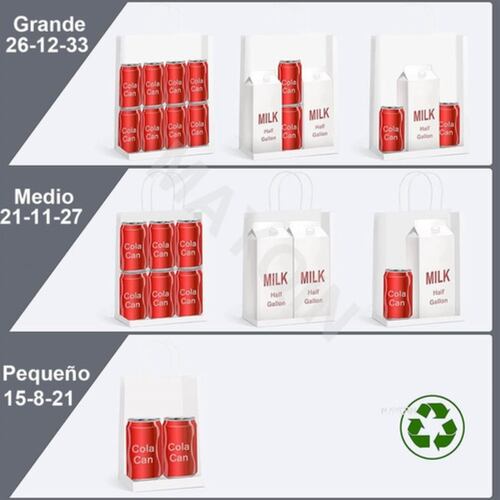 50 Bolsas De Papel Blancas Kraft Con Asa Economicas blanco
