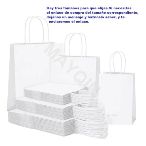 50 Bolsas De Papel Blancas Kraft Con Asa Economicas blanco
