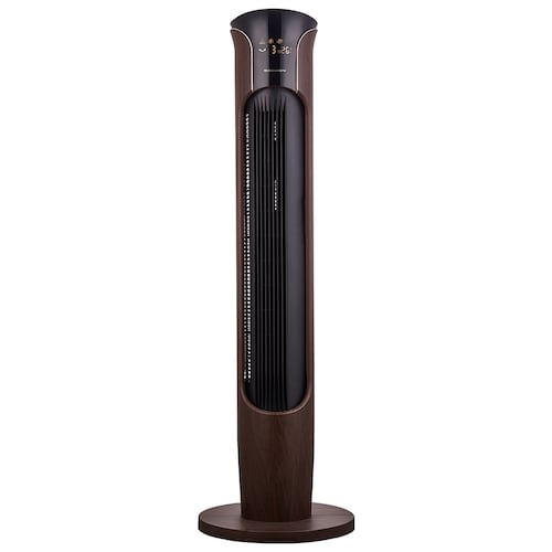 Ventilador de torre grande acabado tipo madera BIG FLOW con ionizador purificador, control remoto, oscilación, temporizador 113cm de alto BECKON.
