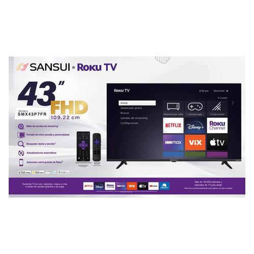 Smart TV SANSUI SMX43P7FR 43 pulgadas Roku Full HD