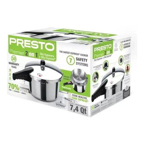 Olla Presión PRESTO Premier 7Lt con Vaporera Aluminio 2en1