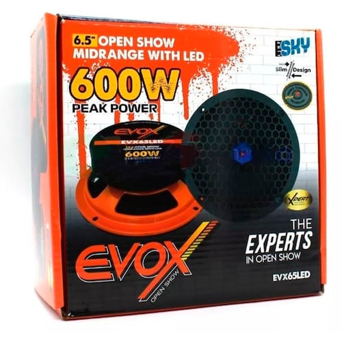 Medio Rango con Led 6 5" EVOX EVX65LED  300W/600W  8 Ohms.
