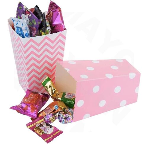 Caja Para Palomitas Rayas Comida Rapida Papas Francesas 50pc rosa