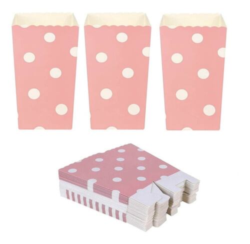 Caja Para Palomitas Rayas Comida Rapida Papas Francesas 50pc rosa