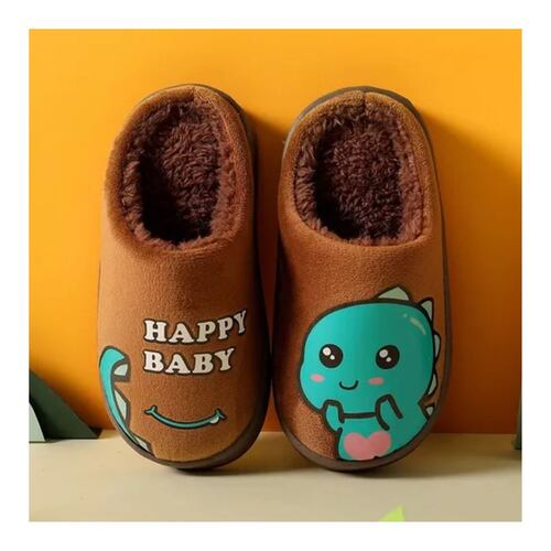 Pantuflas Dinosaurio De Cómodas Y Suaves Para Niños marron Talla:17