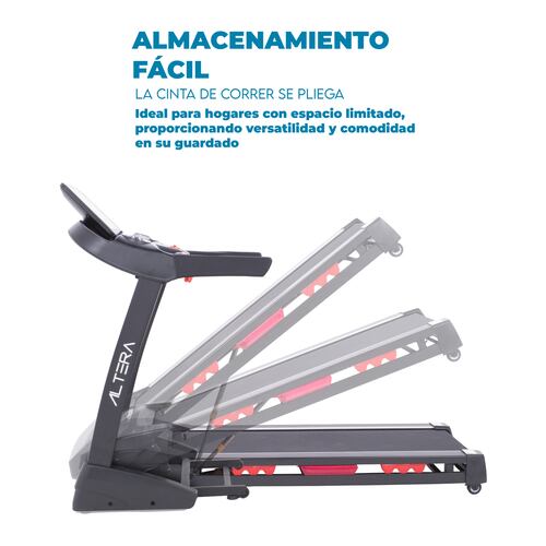 Altera Caminadora eléctrica | 4 HP | 12 programas de ejercicio. | 1 a 20 Km/h | bluetooth y App móvil | Plegable.