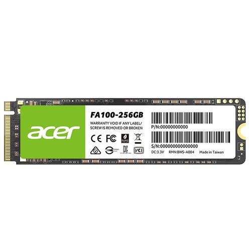 Unidad de Estado Sólido Acer FA100 de 256 GB, M2 2280, NVMe PCIe Gen 3X4, 3300/2700 MB/s.