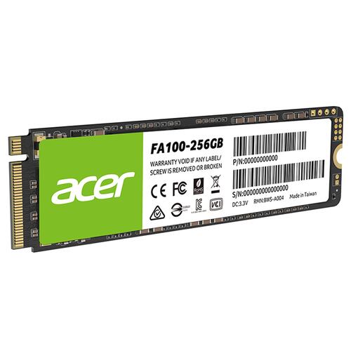 Unidad de Estado Sólido Acer FA100 de 256 GB, M2 2280, NVMe PCIe Gen 3X4, 3300/2700 MB/s.