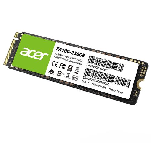 Unidad de Estado Sólido Acer FA100 de 256 GB, M2 2280, NVMe PCIe Gen 3X4, 3300/2700 MB/s.