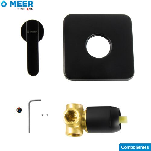 MEER Faucets By CNX | Mezcladora Monomando para Regadera, Llave para Regadera Cuadrada de Baño, Latón Negro Mate