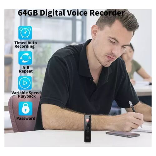 64gb Grabadora De Voz Digital, Reproductor Mp3 Con Pantalla NEGRO