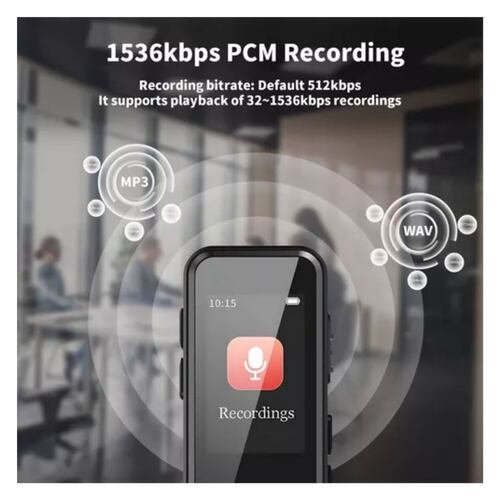 64gb Grabadora De Voz Digital, Reproductor Mp3 Con Pantalla NEGRO
