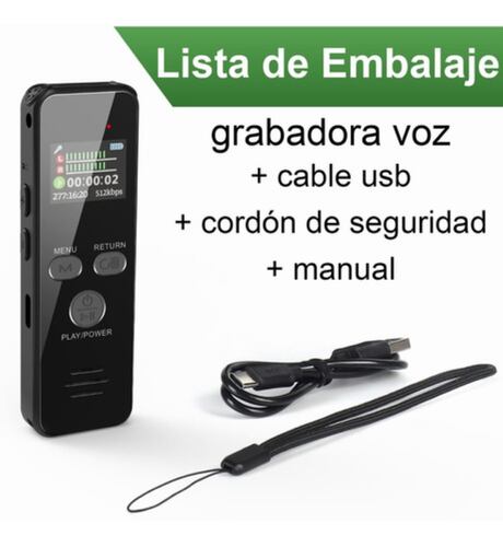 60horas Grabadora De Voz, 64gb Grabadora Activada Por Voz NEGRO