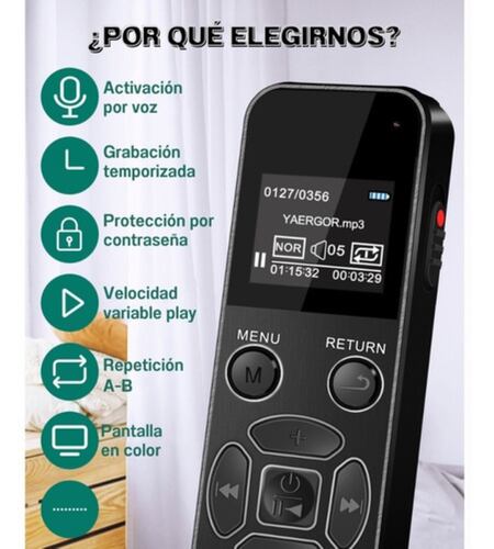 64gb Grabadora De Voz Portátil, Grabadora Activada Por Voz NEGRO