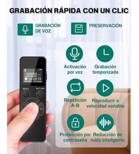 64gb Grabadora De Voz Portátil, Grabadora Activada Por Voz NEGRO