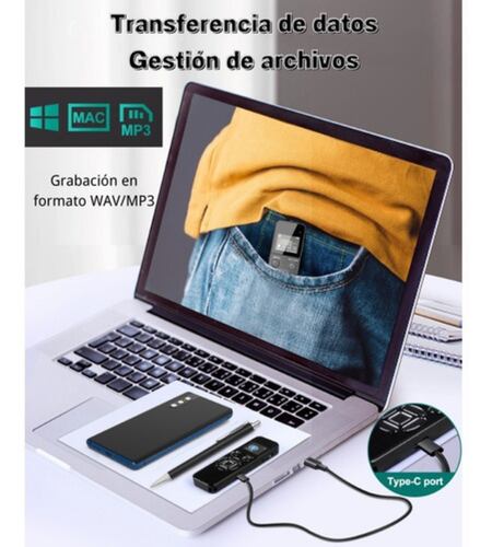 64gb Grabadora De Voz Portátil, Grabadora Activada Por Voz NEGRO