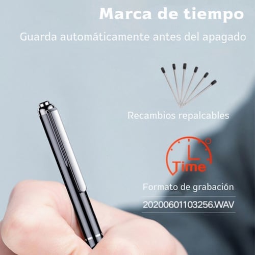 Grabadora De Voz, 64gb Grabadora Pluma De Audio NEGRO/P`LATA 