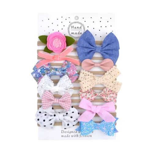Vinchas Elástica Cabello Tela Mixto Para Bebés Y Niñas 12pc COLORES PASTELES B Mezcla De Estilos