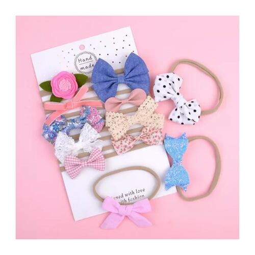 Vinchas Elástica Cabello Tela Mixto Para Bebés Y Niñas 12pc COLORES PASTELES B Mezcla De Estilos