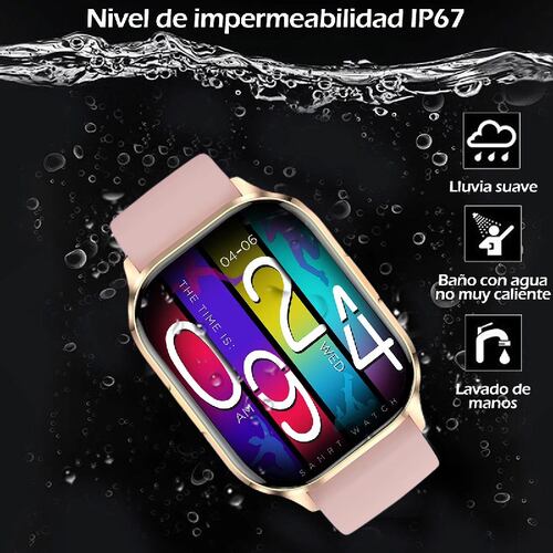 Smartwatch Reloj Inteligente HK-21 Pantalla AMOLED Serie 6 Rosa.