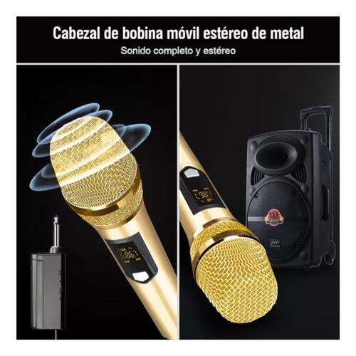Universal Micrófono Inalámbrico Profesional Karaoke Kit 2pcs Color Oro
