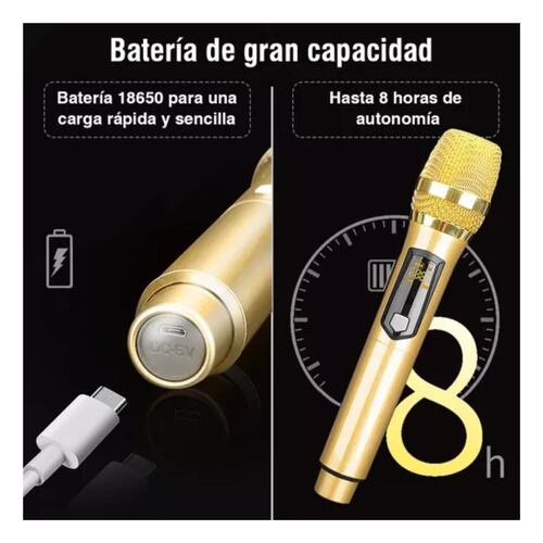 Universal Micrófono Inalámbrico Profesional Karaoke Kit 2pcs Color Oro