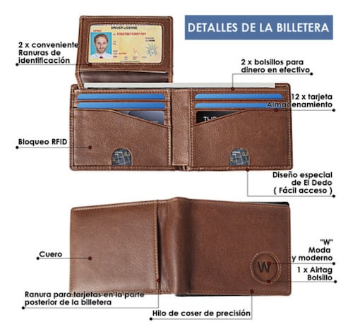 Cartera Cuero Tarjetero Hombre Con Rfid Bloqueo marron