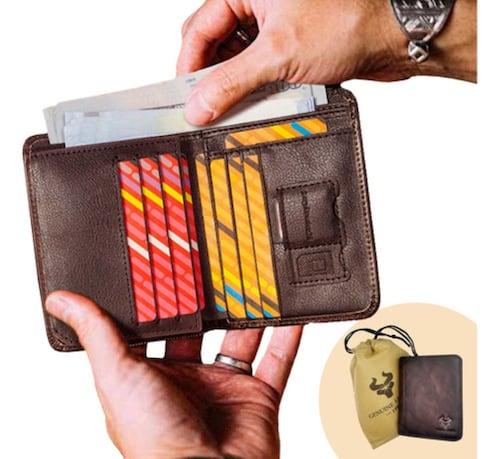 Carteras Para Hombre De Piel Con Bloqueo Rfid Marrón oscuro
