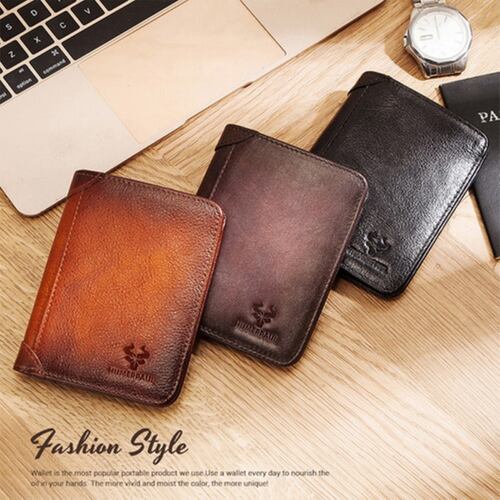 Carteras Para Hombre De Piel Con Bloqueo Rfid Marrón oscuro