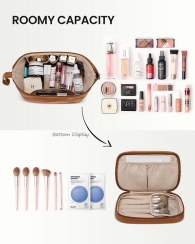 Neceser Cosmetiquera Profesional Viaje Maquilla Impermeable Marrón