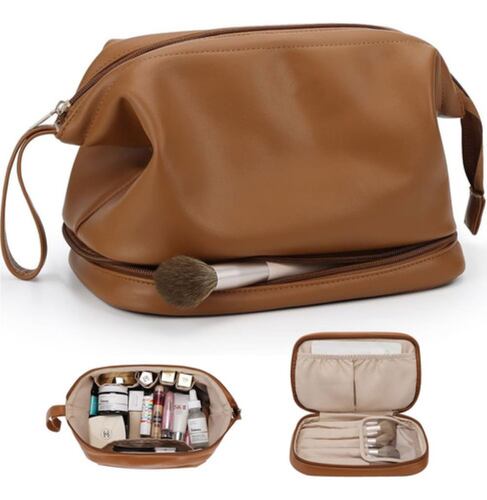 Neceser Cosmetiquera Profesional Viaje Maquilla Impermeable Marrón