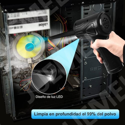 Kit Limpieza Pc Inalámbrico Aire Soplador Plumero 110000rpm negro