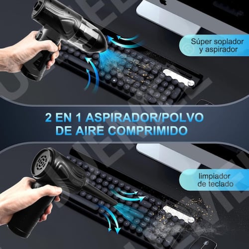 Kit Limpieza Pc Inalámbrico Aire Soplador Plumero 110000rpm negro