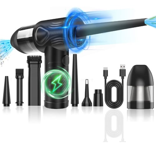 Kit Limpieza Pc Inalámbrico Aire Soplador Plumero 110000rpm negro