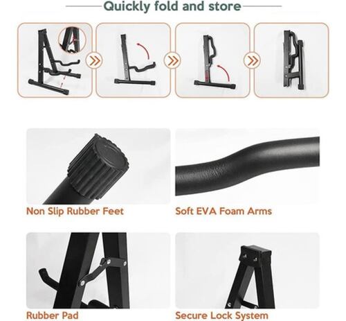 Base Soporte Para Guitarra O Bajo Metálico Transporte Fácil negro