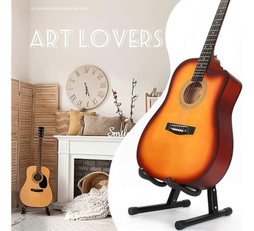 Base Soporte Para Guitarra O Bajo Metálico Transporte Fácil negro