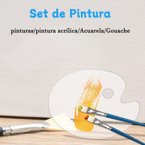 15 Pcs Pinturas Oleo Lienzo Para Pintar Y 10 Pinceles  BLANCO