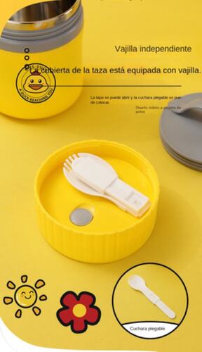 Termo Portátil Para Alimentos Contenedores De Sopa 580ml Lindo pato Amarillo
