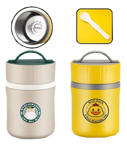 Termo Portátil Para Alimentos Contenedores De Sopa 580ml Lindo pato Amarillo
