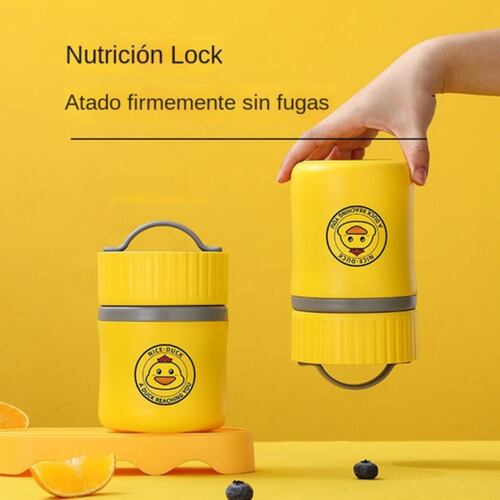 Termo Portátil Para Alimentos Contenedores De Sopa 580ml Lindo pato Amarillo