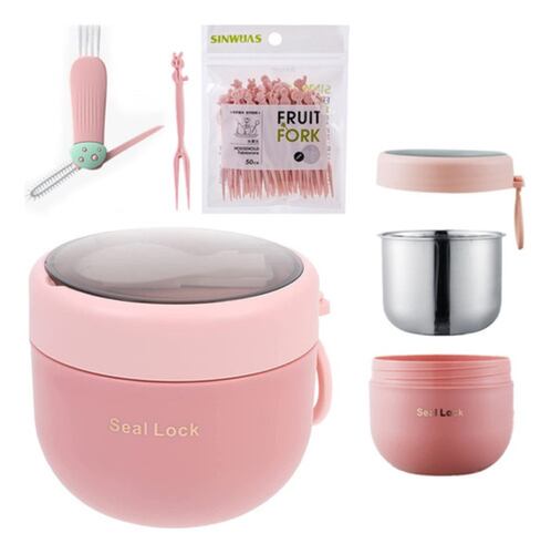 3pcs Taza De Aislamiento De Tazón Sopa De Acero Inoxidable Rosa