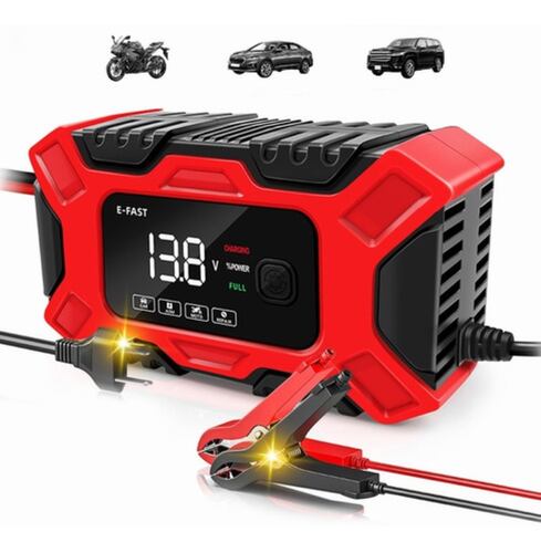 Cargador Rápido Para Inteligente Batería De Coche 12v 6a rojo/negro